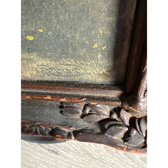 Vintage 1907 Taber Prang Art Chromolithograph Print Lake Dock Scene 15"x10" - Picture 5 of 9